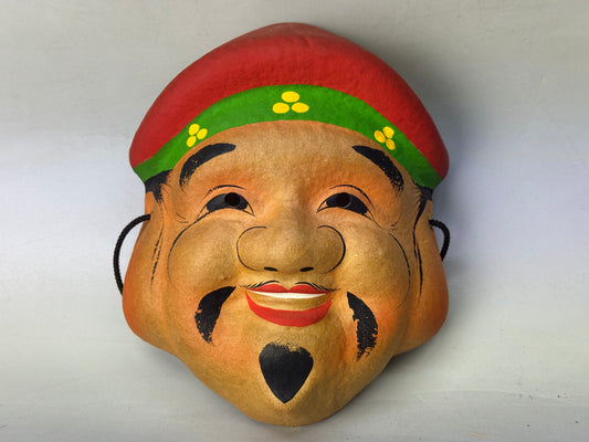 Y8760 MASK Daikoku deity fortune wealth papier mache Japan antique omen interior