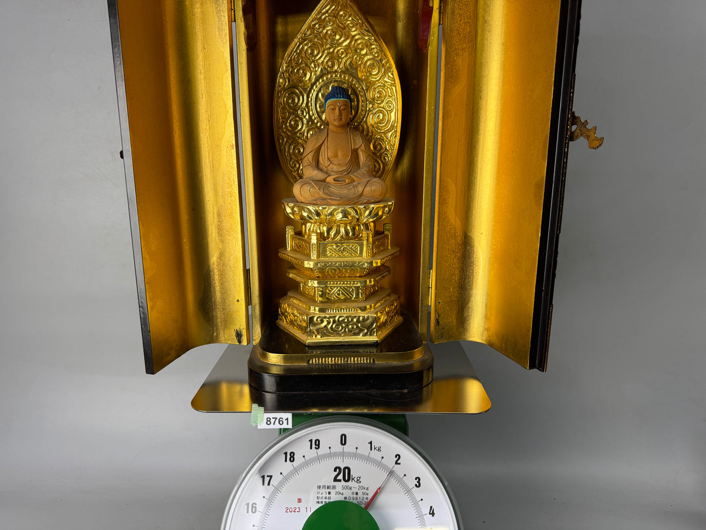 Y8761 STATUE wood carving Buddha figure shrine Japan antique interior decor