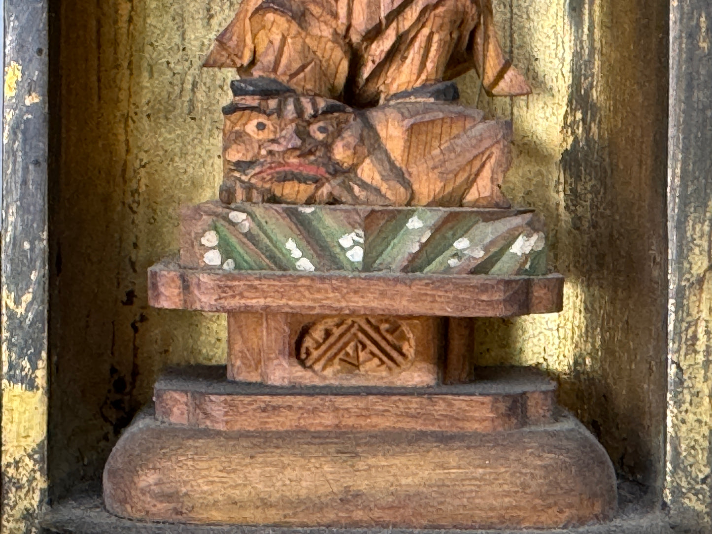 Y8762 STATUE wooden Bishamonten Buddha figure shrine Japan antique interior