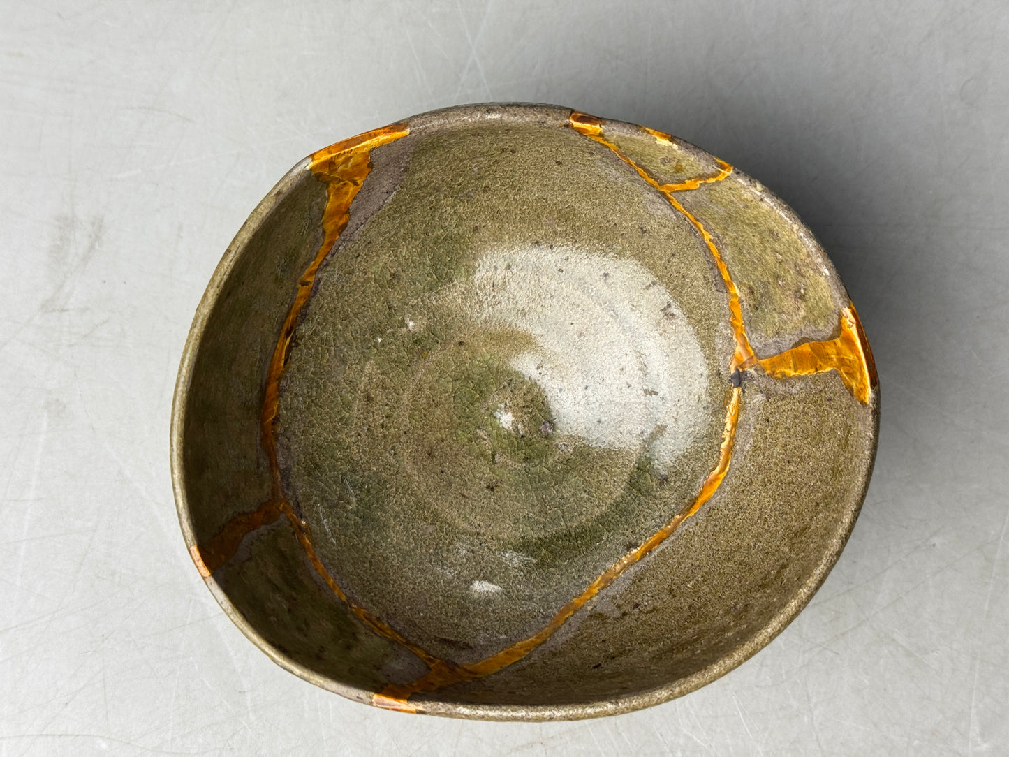 Y8774 CHAWAN Karatsu-ware kintsugi box Japan antique tea ceremony teacup pottery