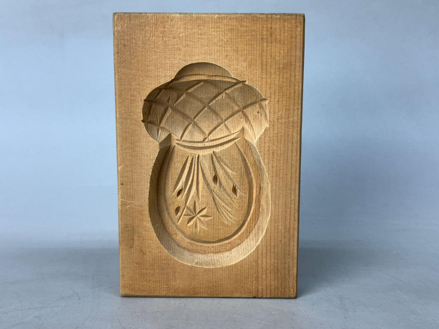 Y8778 KASHIGATA wood carving Japan antique Wooden Pastry Mold wagashi sweets