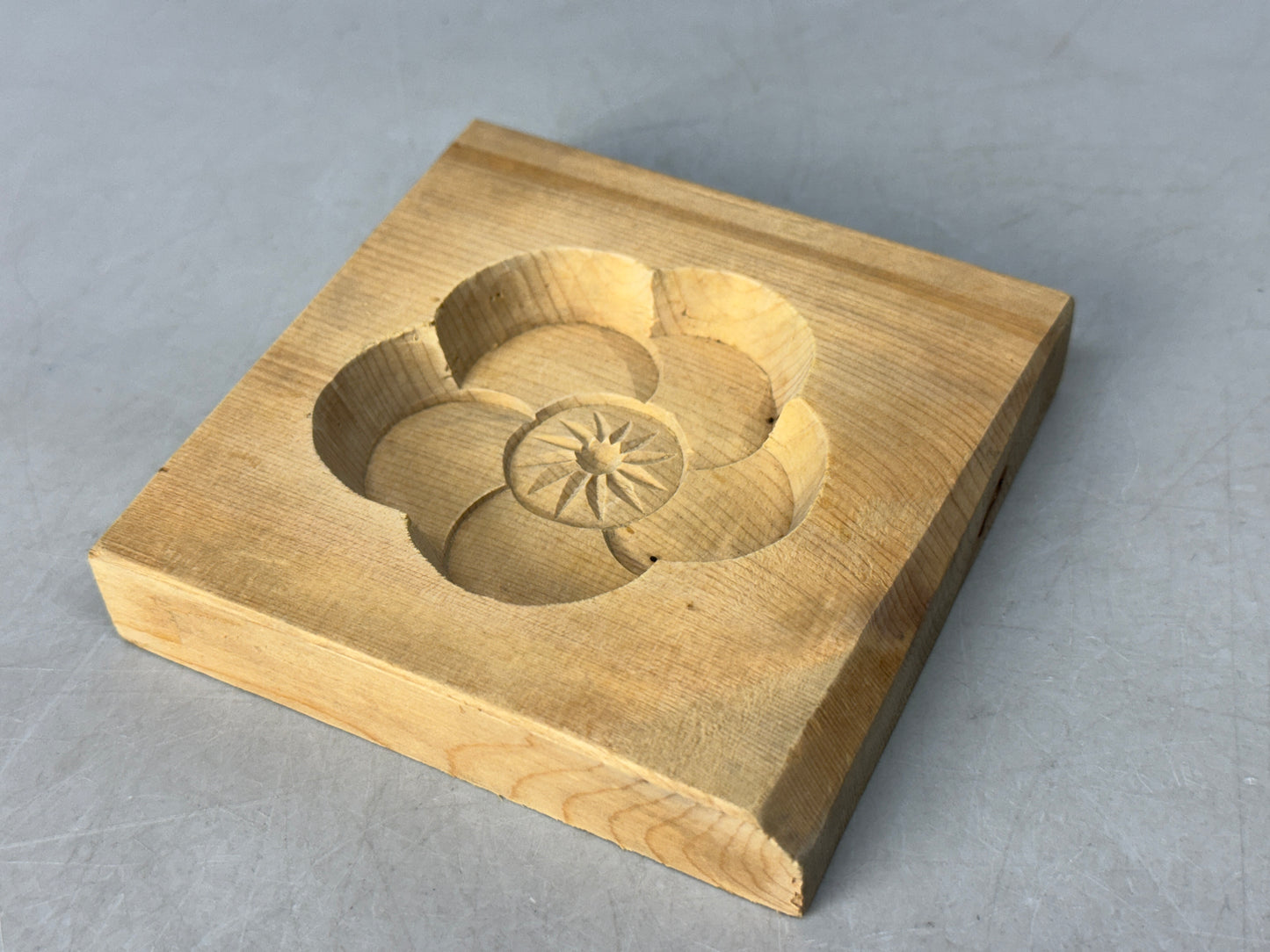 Y8780 KASHIGATA Cherry blossoms Japan antique Wooden Pastry Mold wagashi sweets