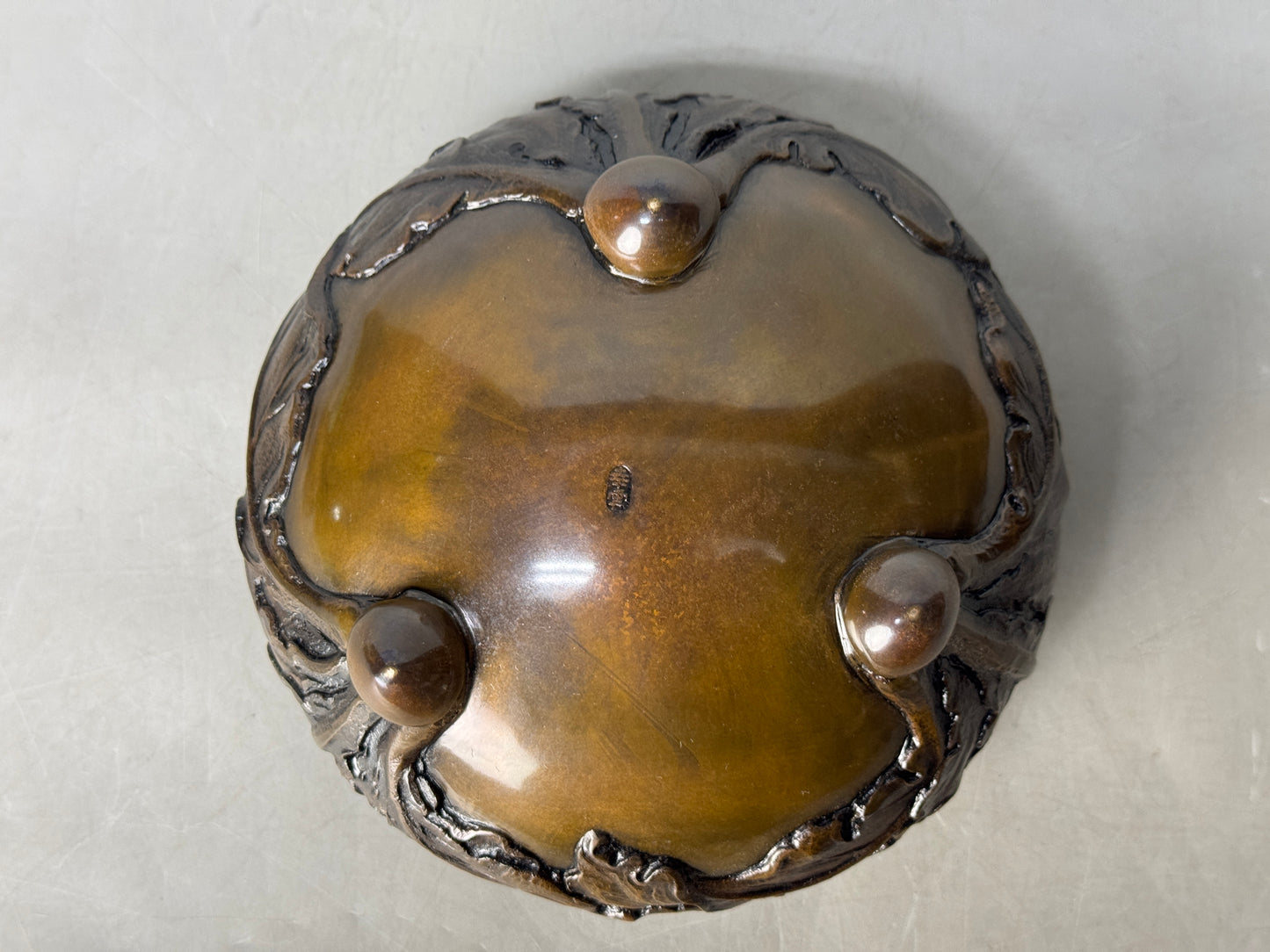 Y8782 KOURO Copper signed box Japan antique fragrance incense burner aroma