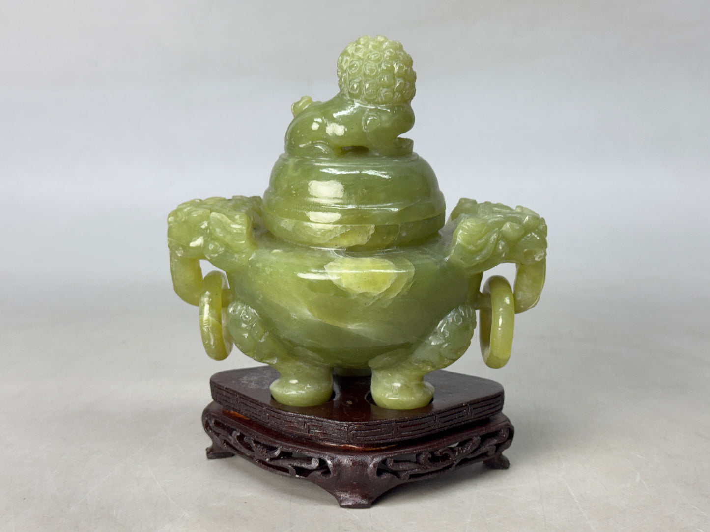 Y8783 KOURO Greenstone box Jade China art antique fragrance incense burner aroma