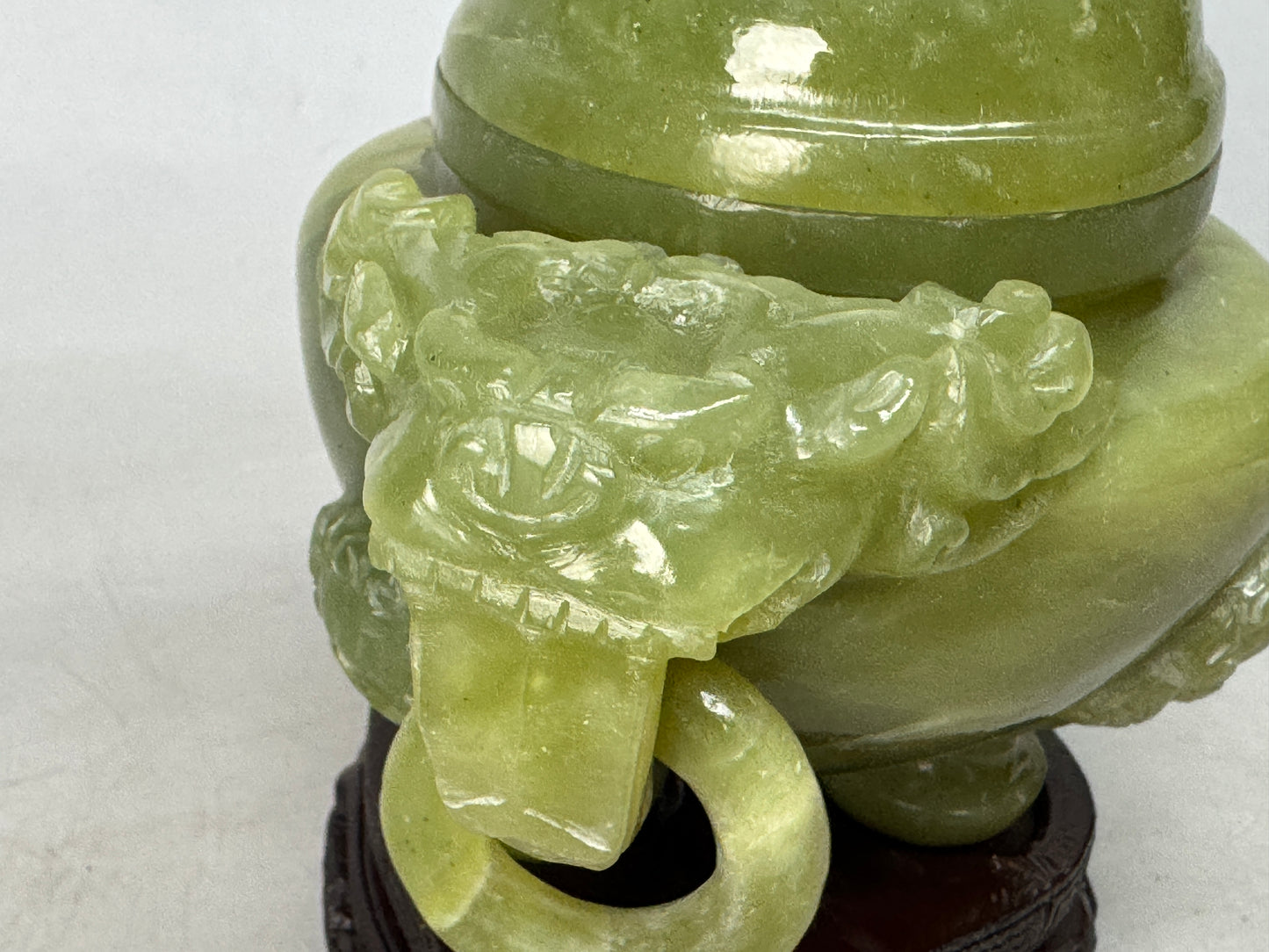 Y8783 KOURO Greenstone box Jade China art antique fragrance incense burner aroma