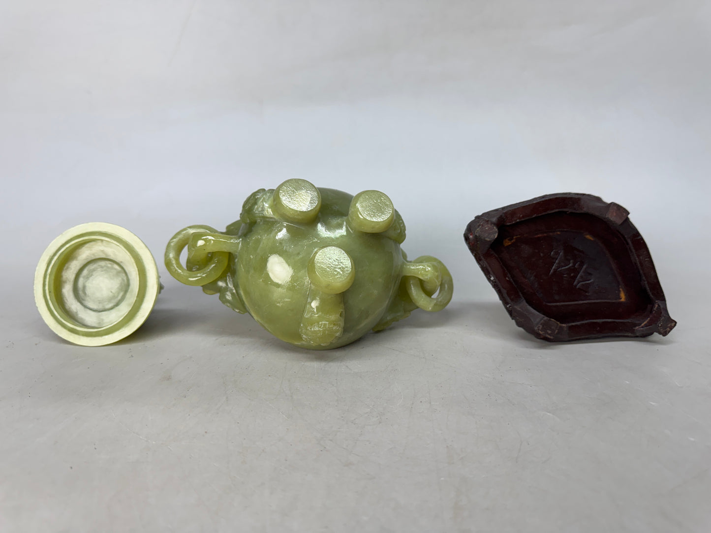 Y8783 KOURO Greenstone box Jade China art antique fragrance incense burner aroma
