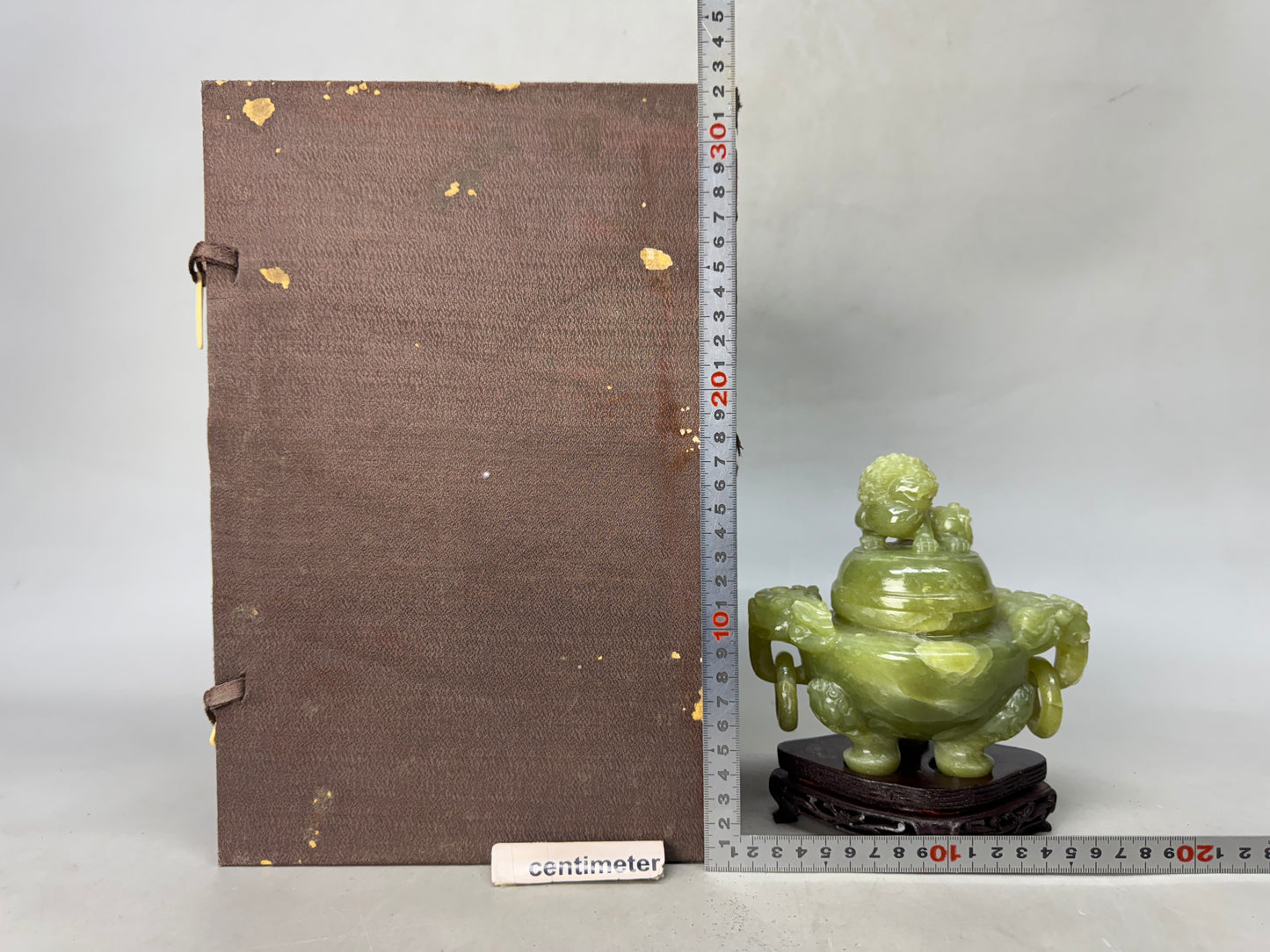 Y8783 KOURO Greenstone box Jade China art antique fragrance incense burner aroma