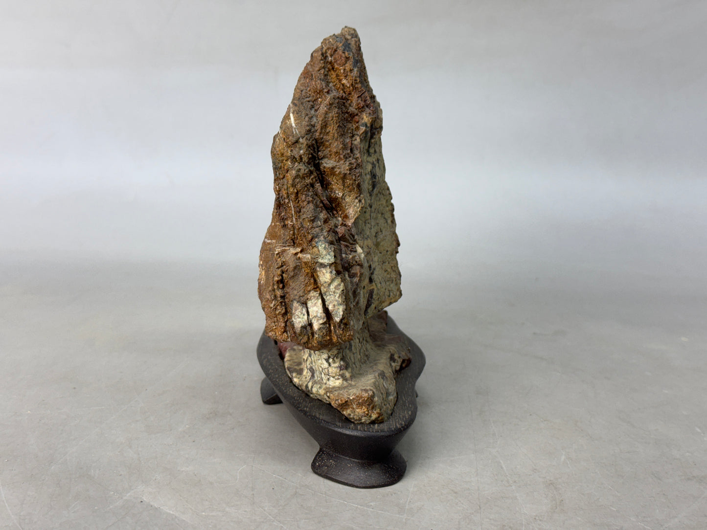 Y8791 OKIMONO Suiseki ornamental viewing red stone wooden stand Japan antique
