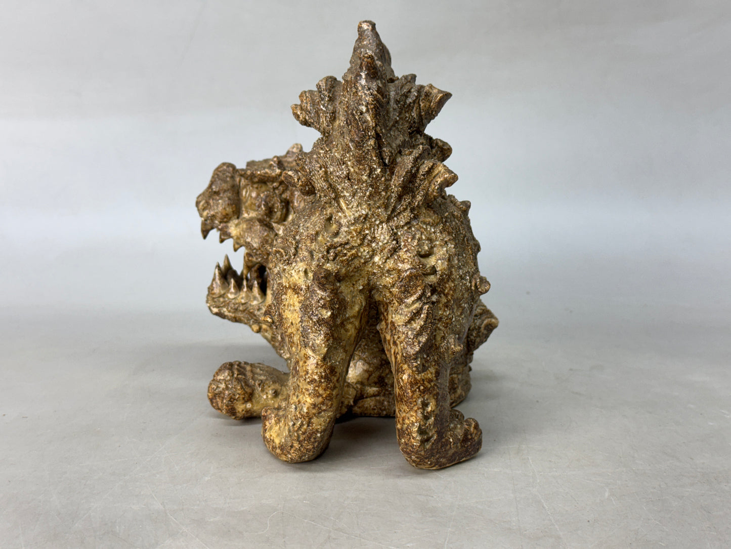 Y8793 OKIMONO Seto-ware Lion figurine signed box Japan antique figure interior