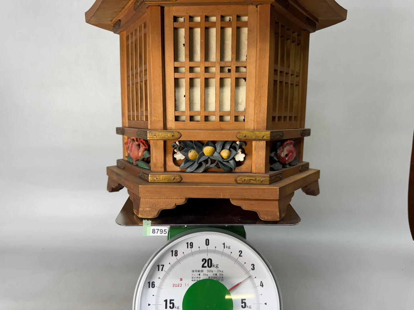 Y8795 TOUROU wooden painted Hanging Lantern signed Japan antique interior decor