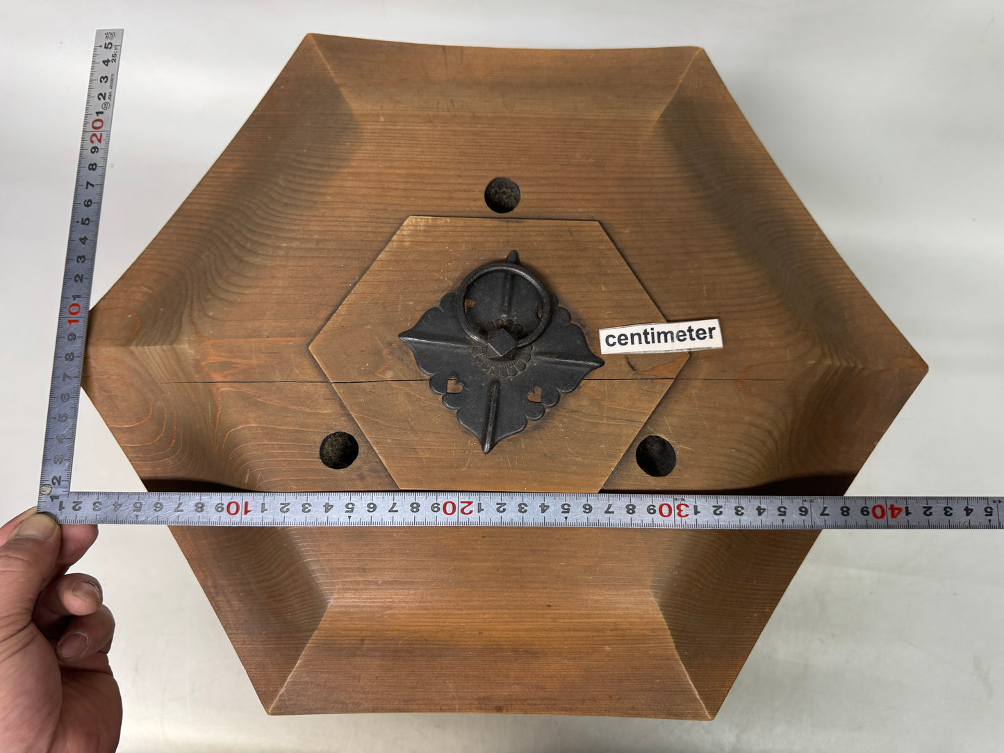 Y8795 TOUROU wooden painted Hanging Lantern signed Japan antique interior decor