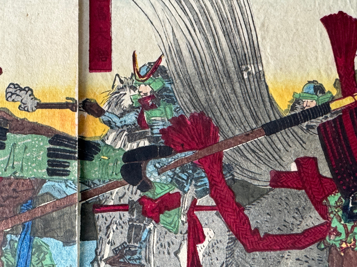Y8817 WOODBLOCK PRINT Toyonobu warrior diptych Japan Ukiyoe antique art interior