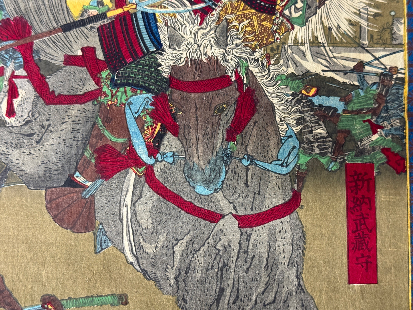 Y8817 WOODBLOCK PRINT Toyonobu warrior diptych Japan Ukiyoe antique art interior