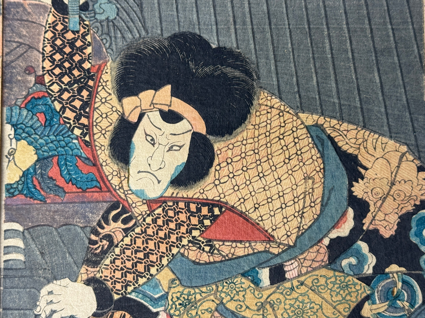 Y8818 WOODBLOCK PRINT Kuniyoshi Satomi Hakkenden 2 pieces Japan Ukiyoe antique