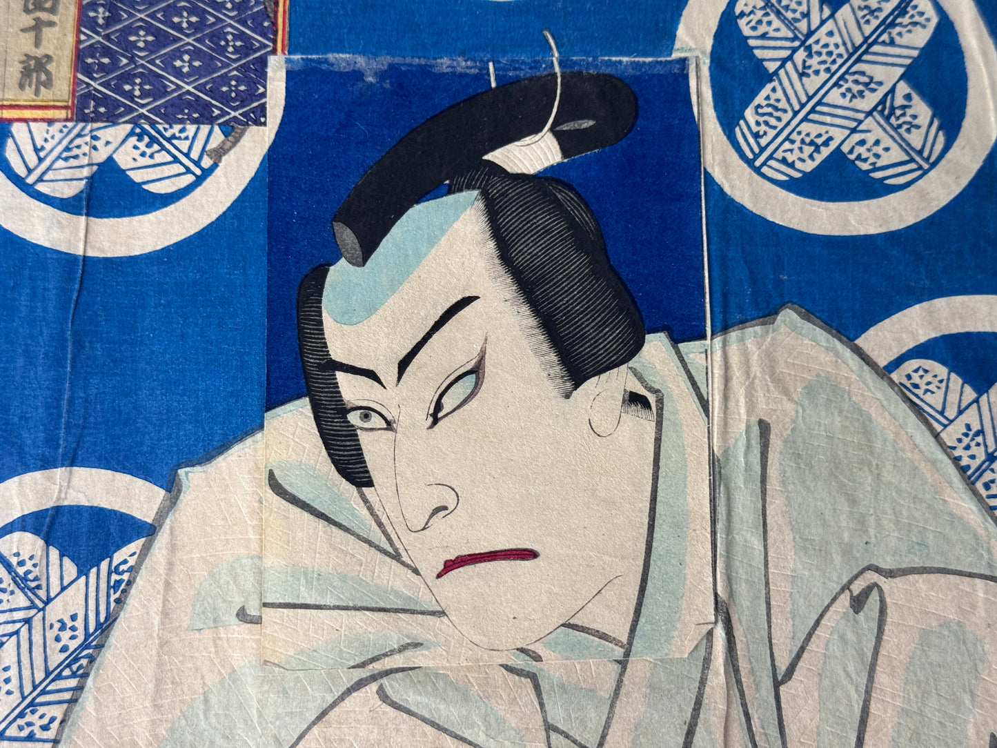 Y8819 WOODBLOCK PRINT Chikayoshi plot actor diptych Japan Ukiyoe antique art