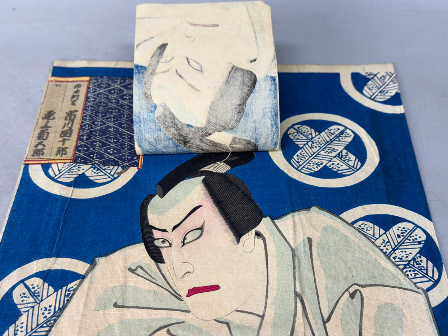 Y8819 WOODBLOCK PRINT Chikayoshi plot actor diptych Japan Ukiyoe antique art
