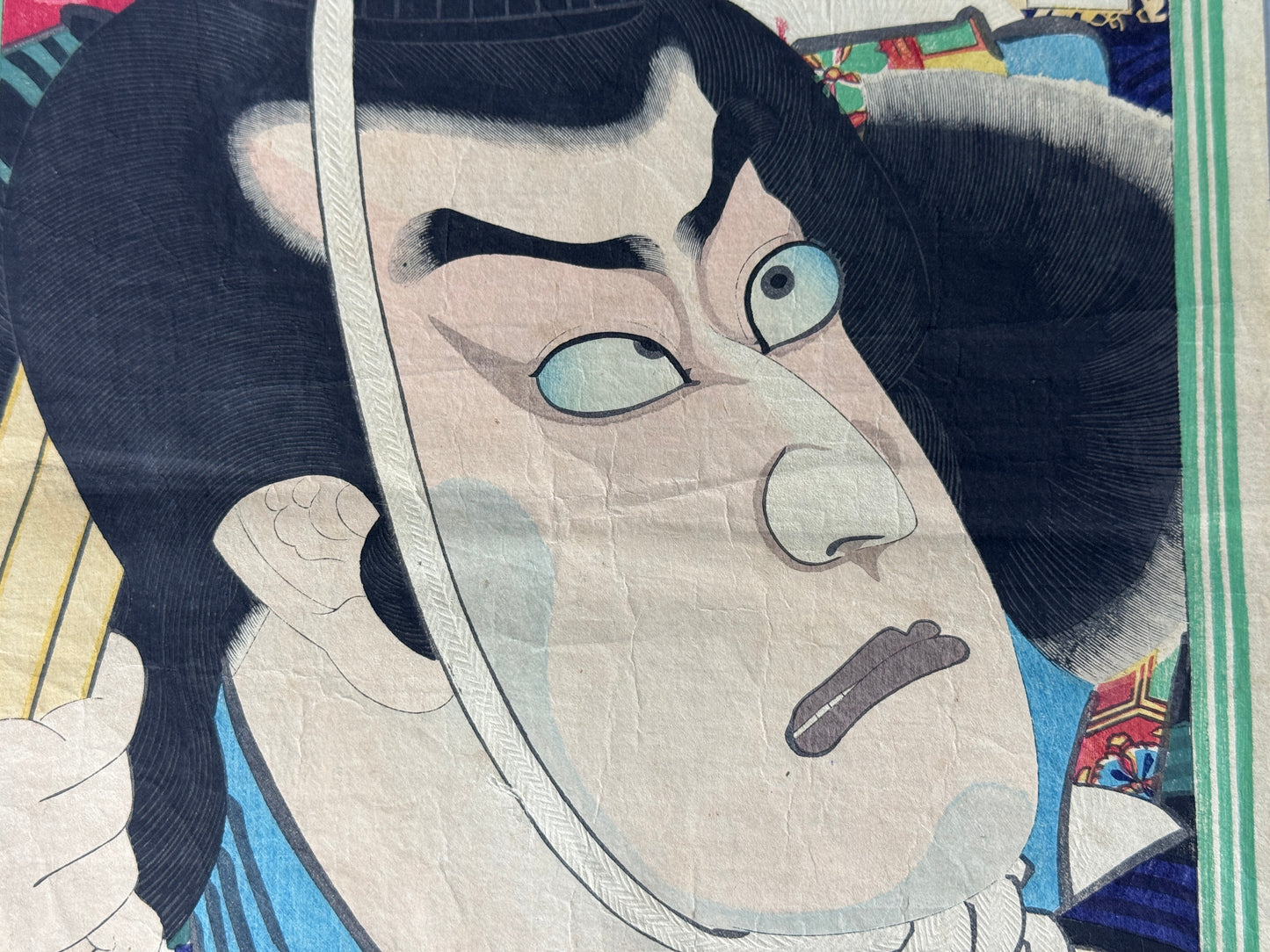 Y8820 WOODBLOCK PRINT Kunichika Ookubie actor single piece Japan Ukiyoe antique
