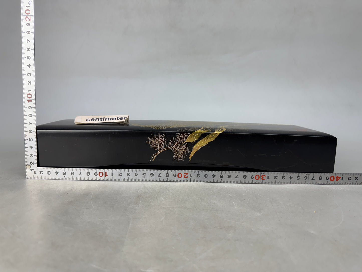 Y8831 BOX Chinkin Makie Peacock Letter Case Signed Japan antique storage decor
