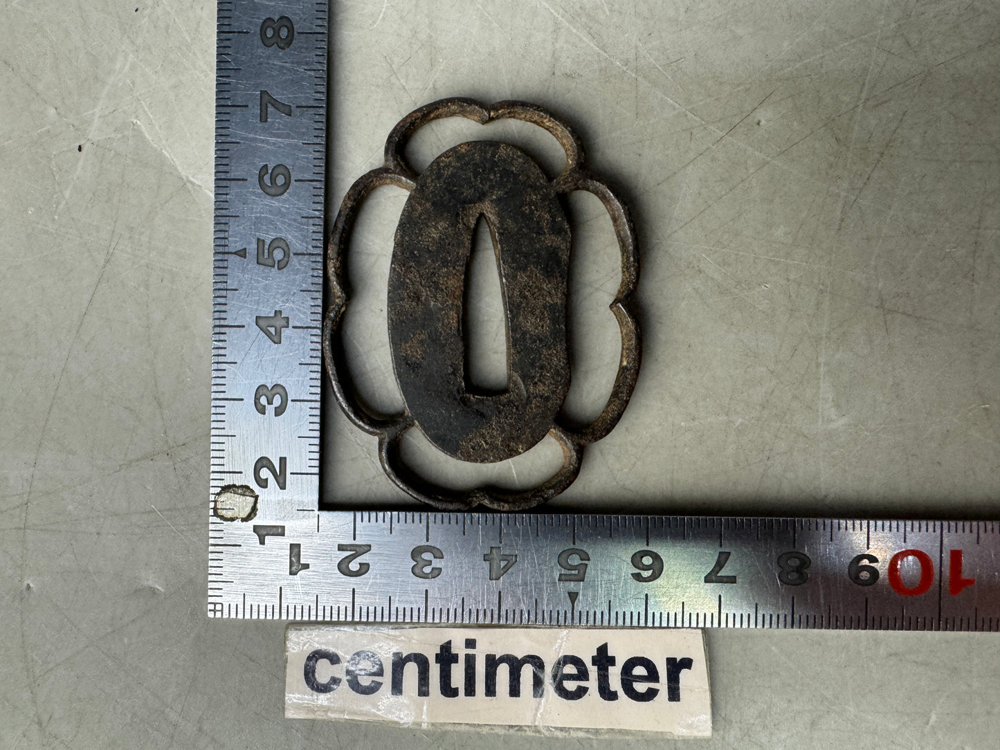 Y8836 TSUBA Iron short sword guard Japan samurai katana antique koshirae edo