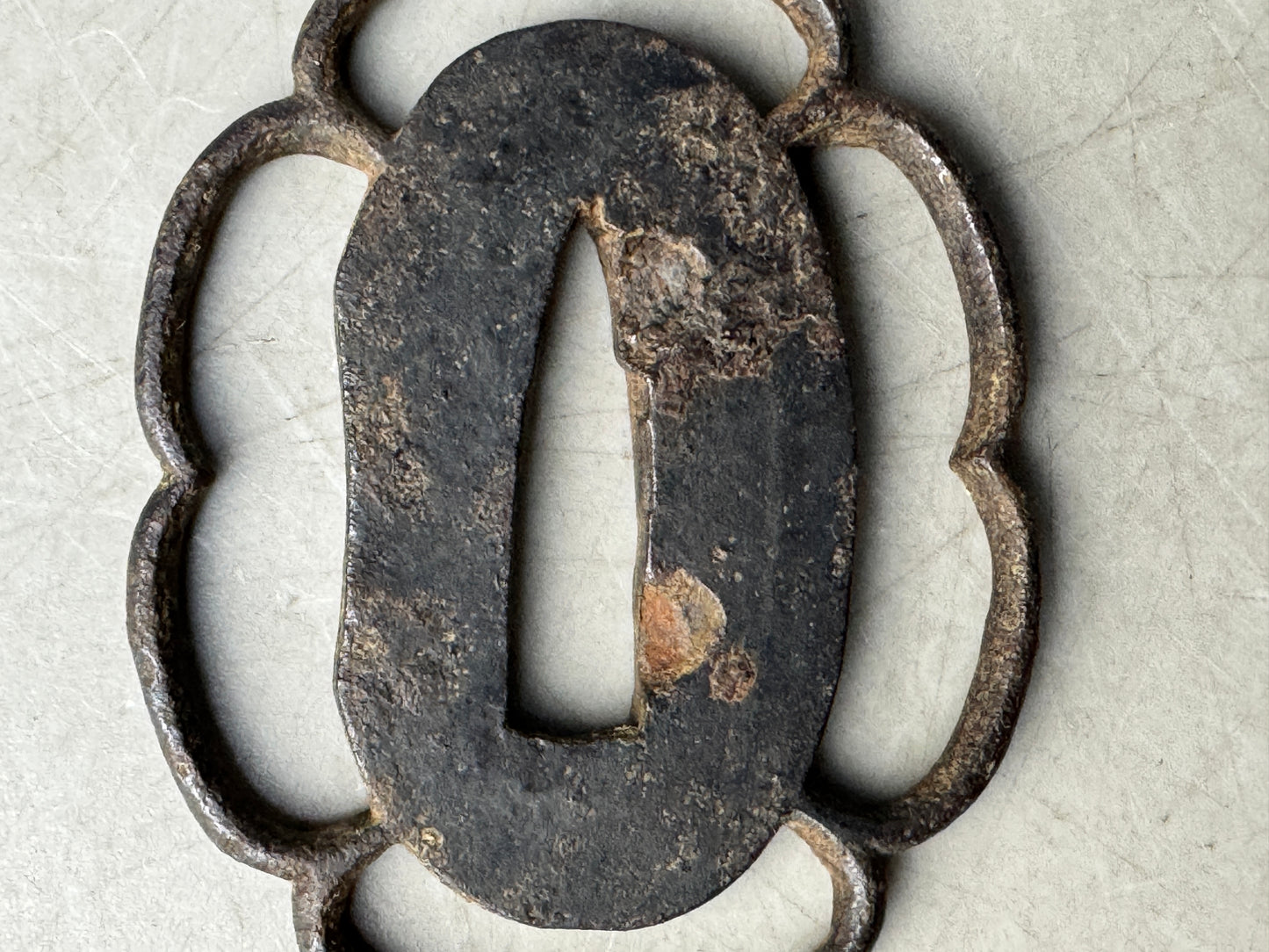 Y8836 TSUBA Iron short sword guard Japan samurai katana antique koshirae edo