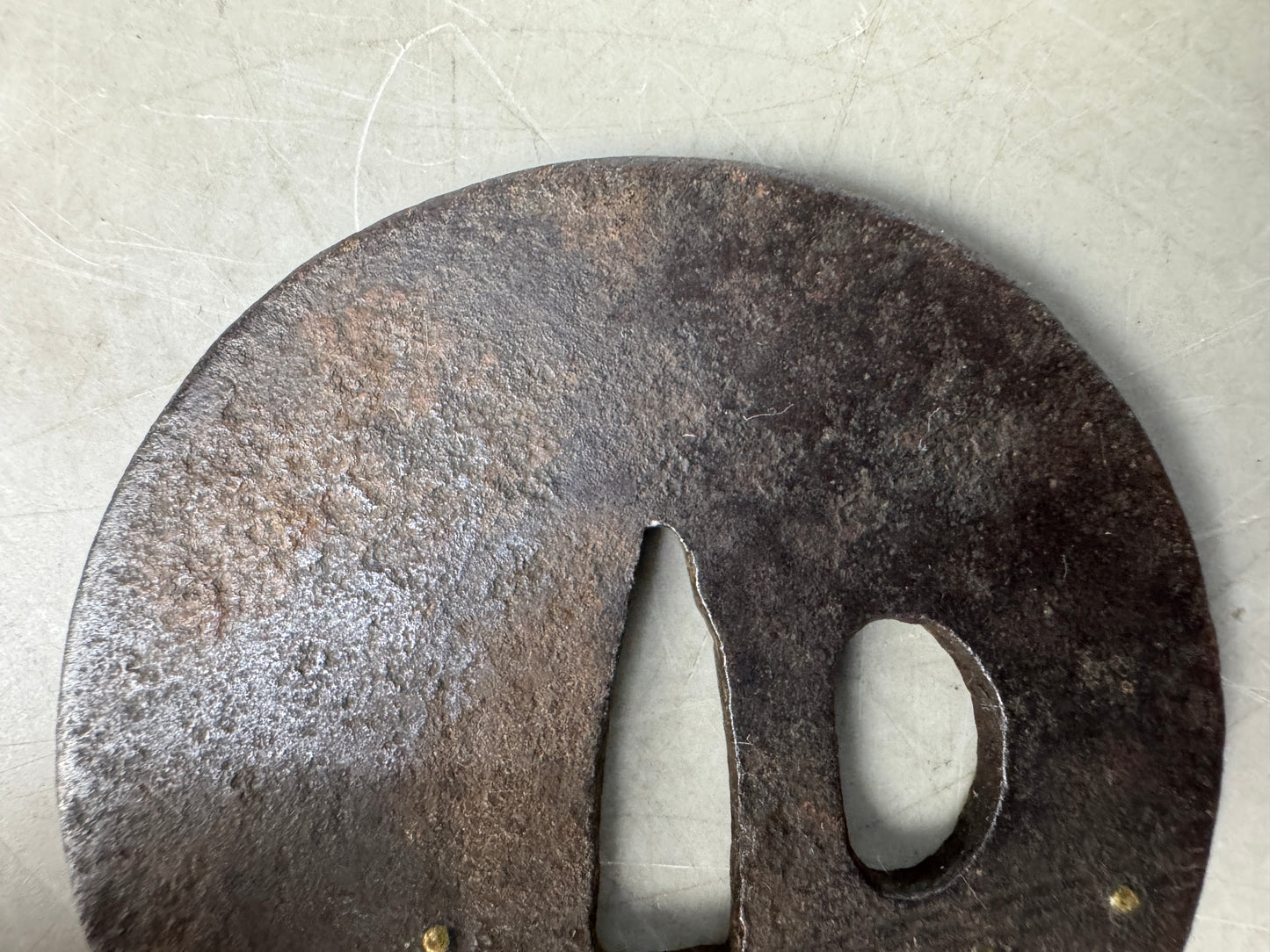 Y8837 TSUBA Iron sword guard Round Japan samurai katana antique koshirae edo