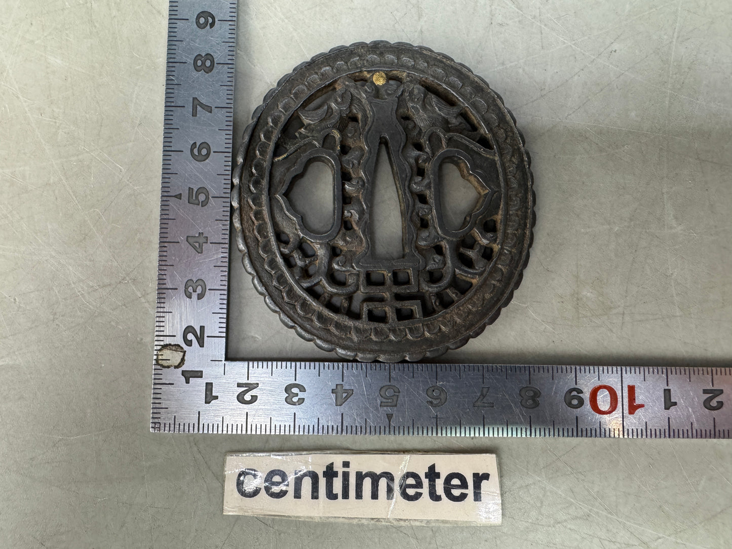 Y8840 TSUBA Iron sword guard Japan samurai katana antique koshirae edo vintage