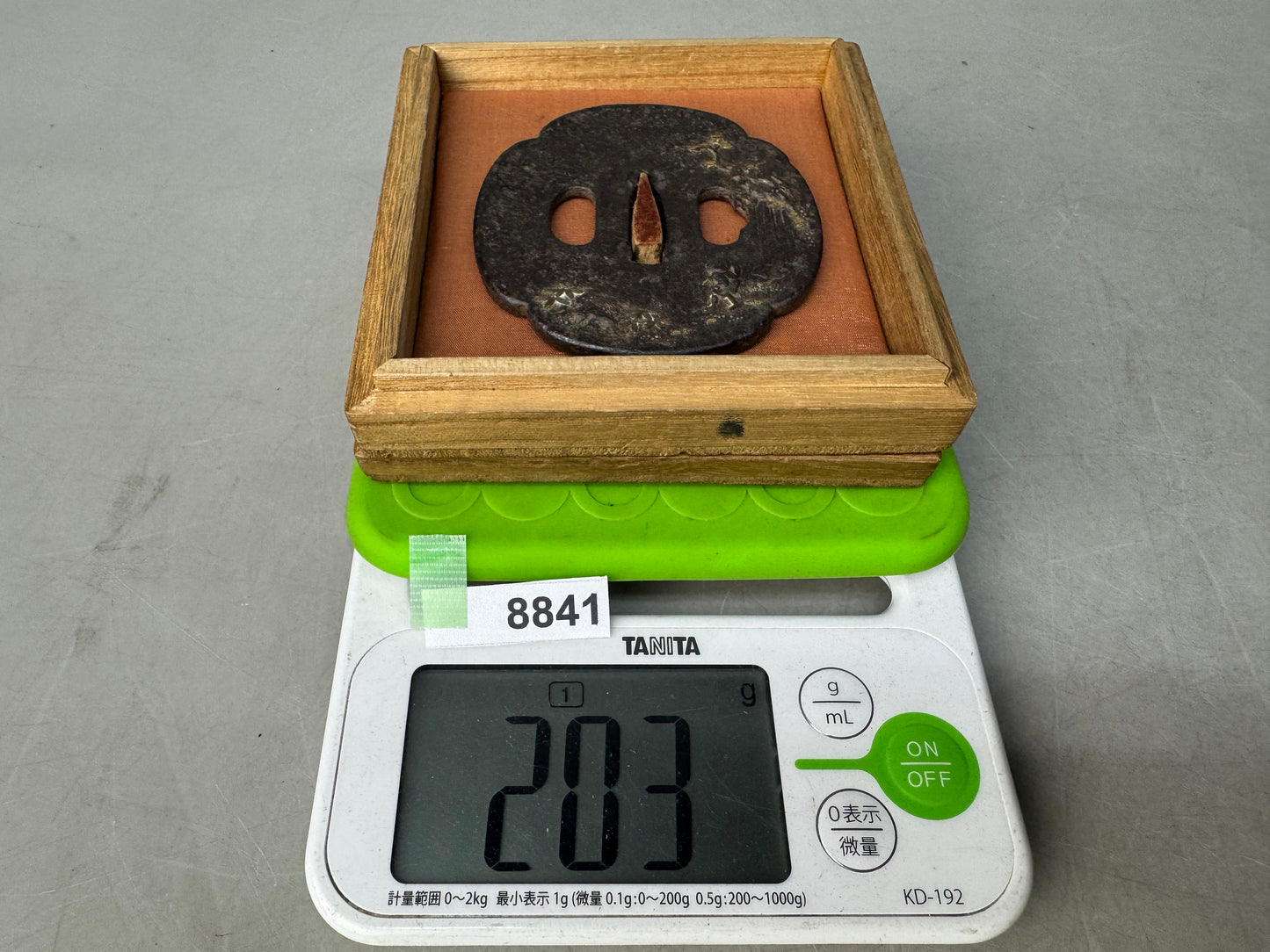 Y8841 TSUBA Iron sword guard box Japan samurai katana antique koshirae edo