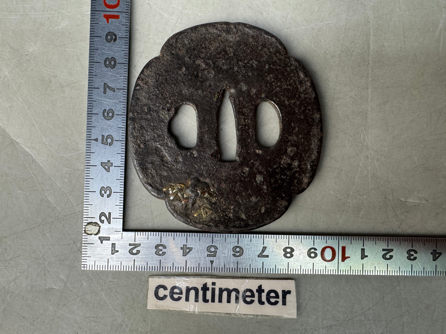 Y8841 TSUBA Iron sword guard box Japan samurai katana antique koshirae edo