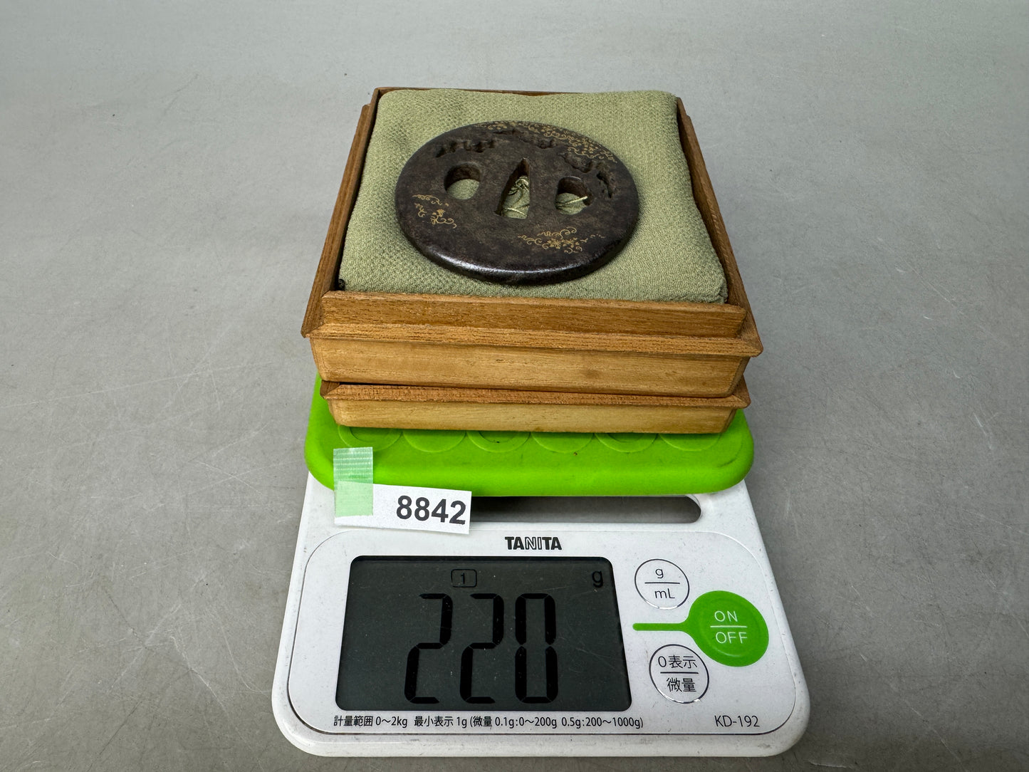 Y8842 TSUBA Iron sword guard box Japan samurai katana antique koshirae edo