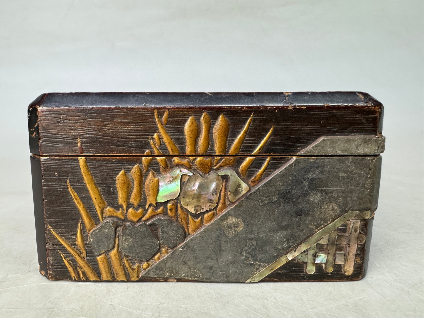 Y8846 BOX Kourin Makie small accessory case Japan antique storage container