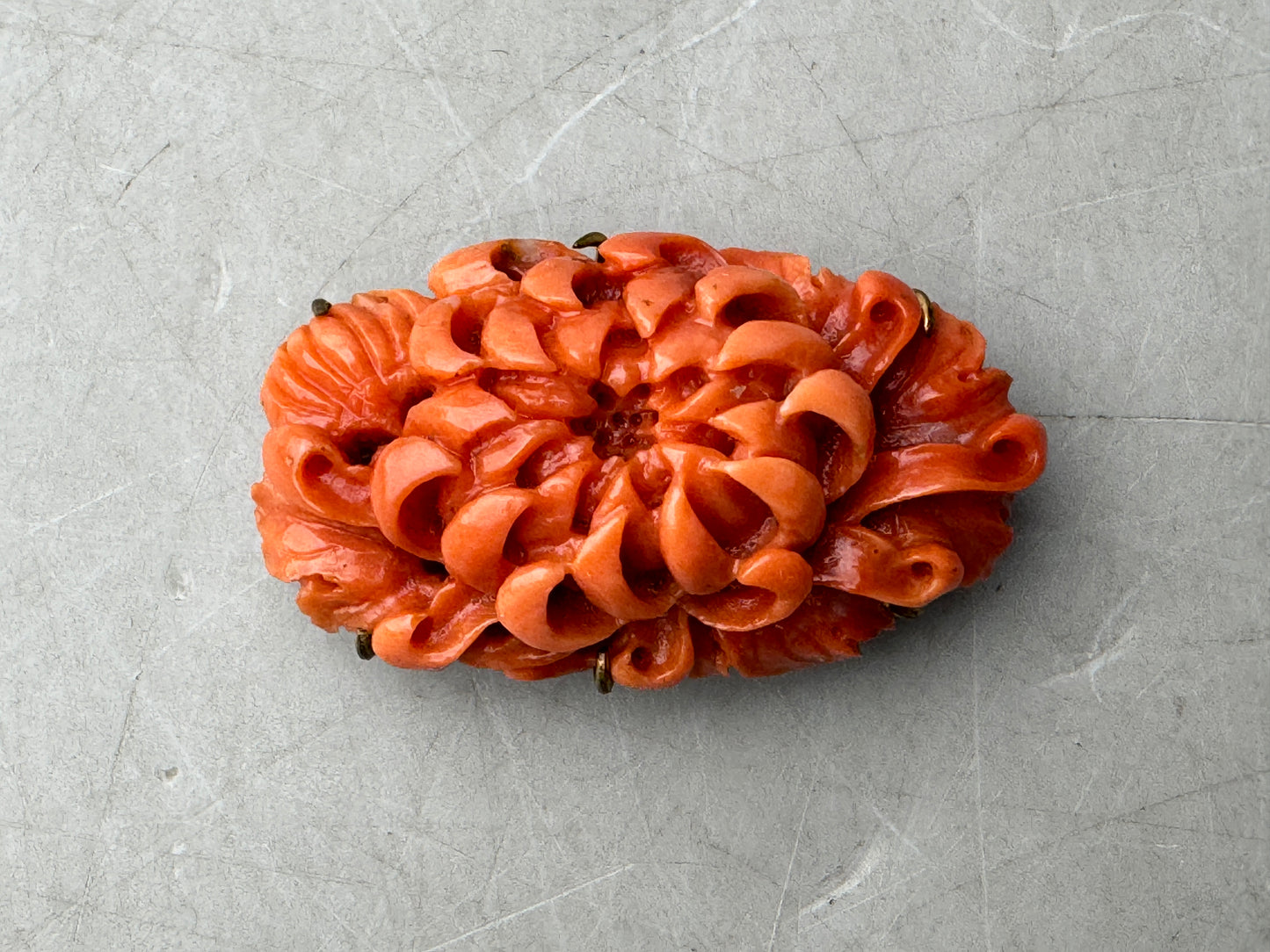Y8858 OBIDOME Coral sash clip brooch Japan antique kimono accessory fashion