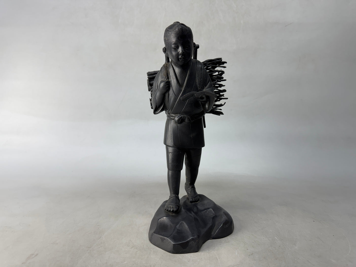 Y8872 STATUE Ninomiya Kinjiro figurine metal bronze Japan antique interior