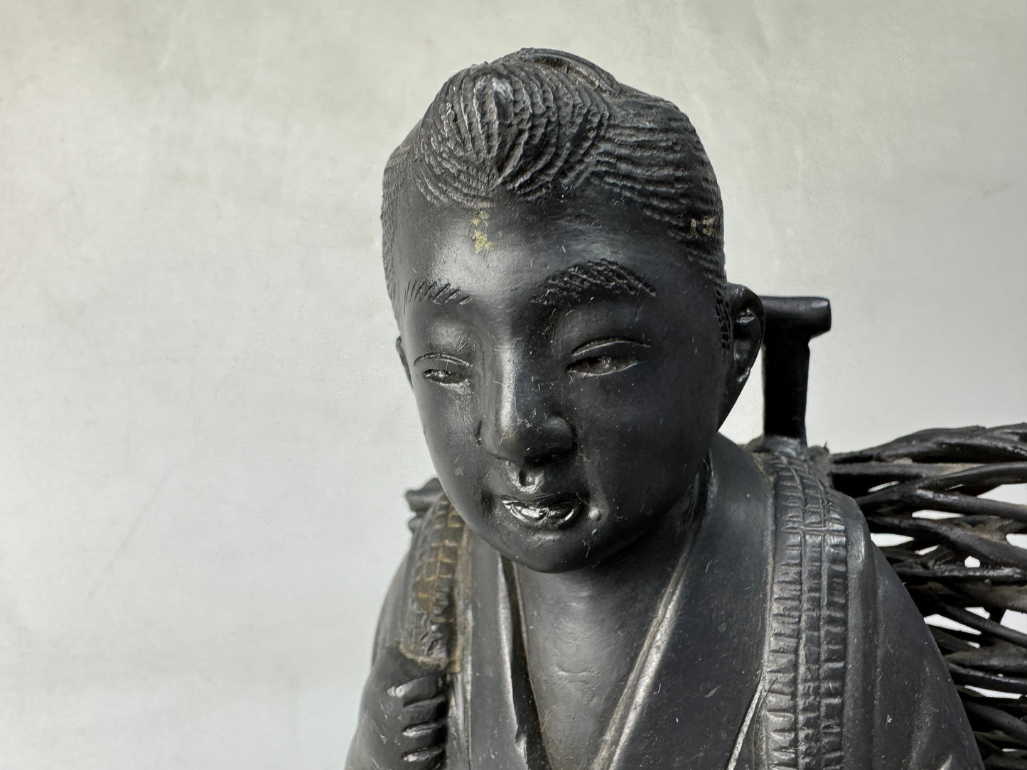 Y8872 STATUE Ninomiya Kinjiro figurine metal bronze Japan antique interior