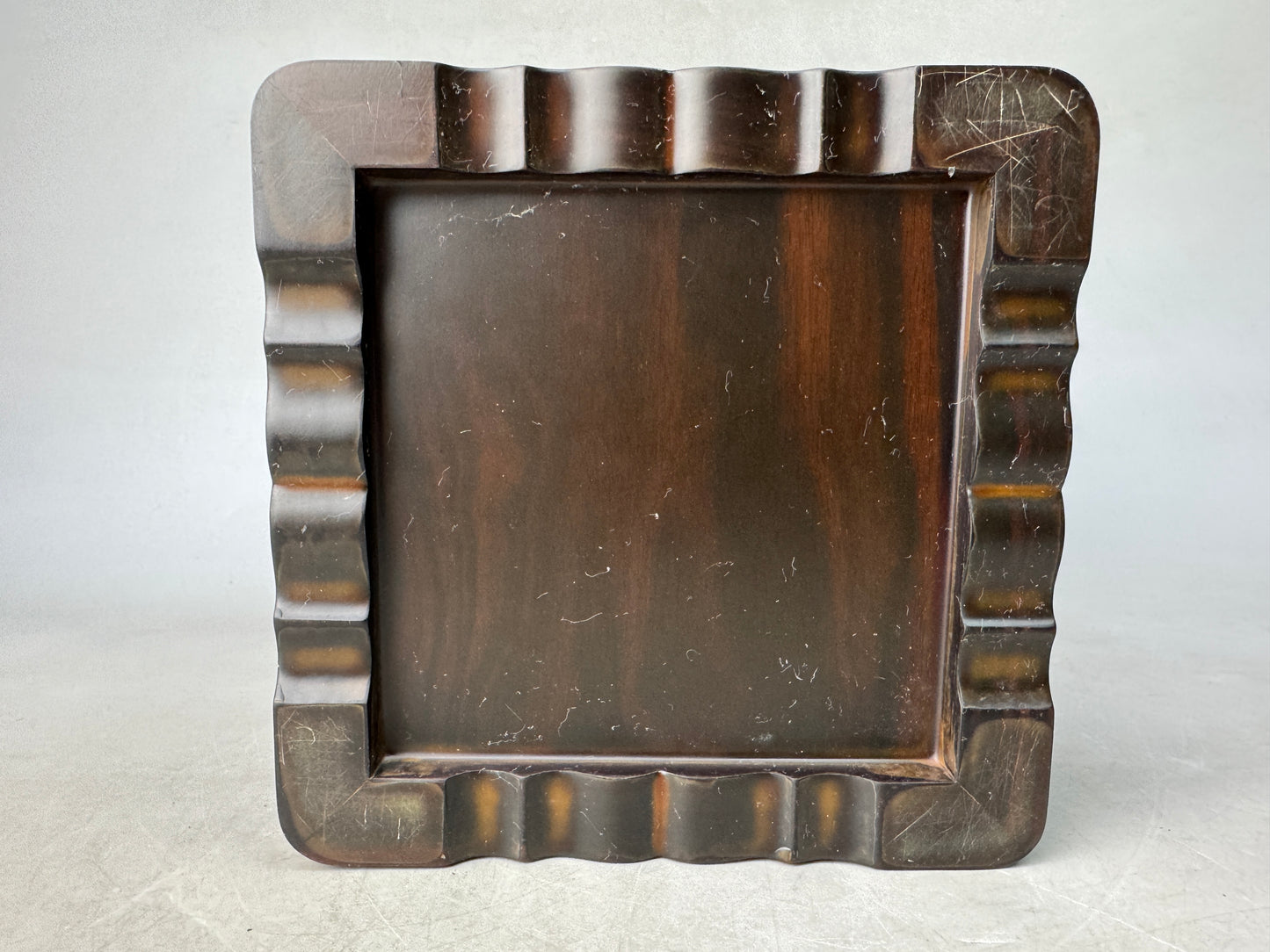 Y8875 FLOWER STAND Striped ebony wood openwork Japan antique ikebana interior