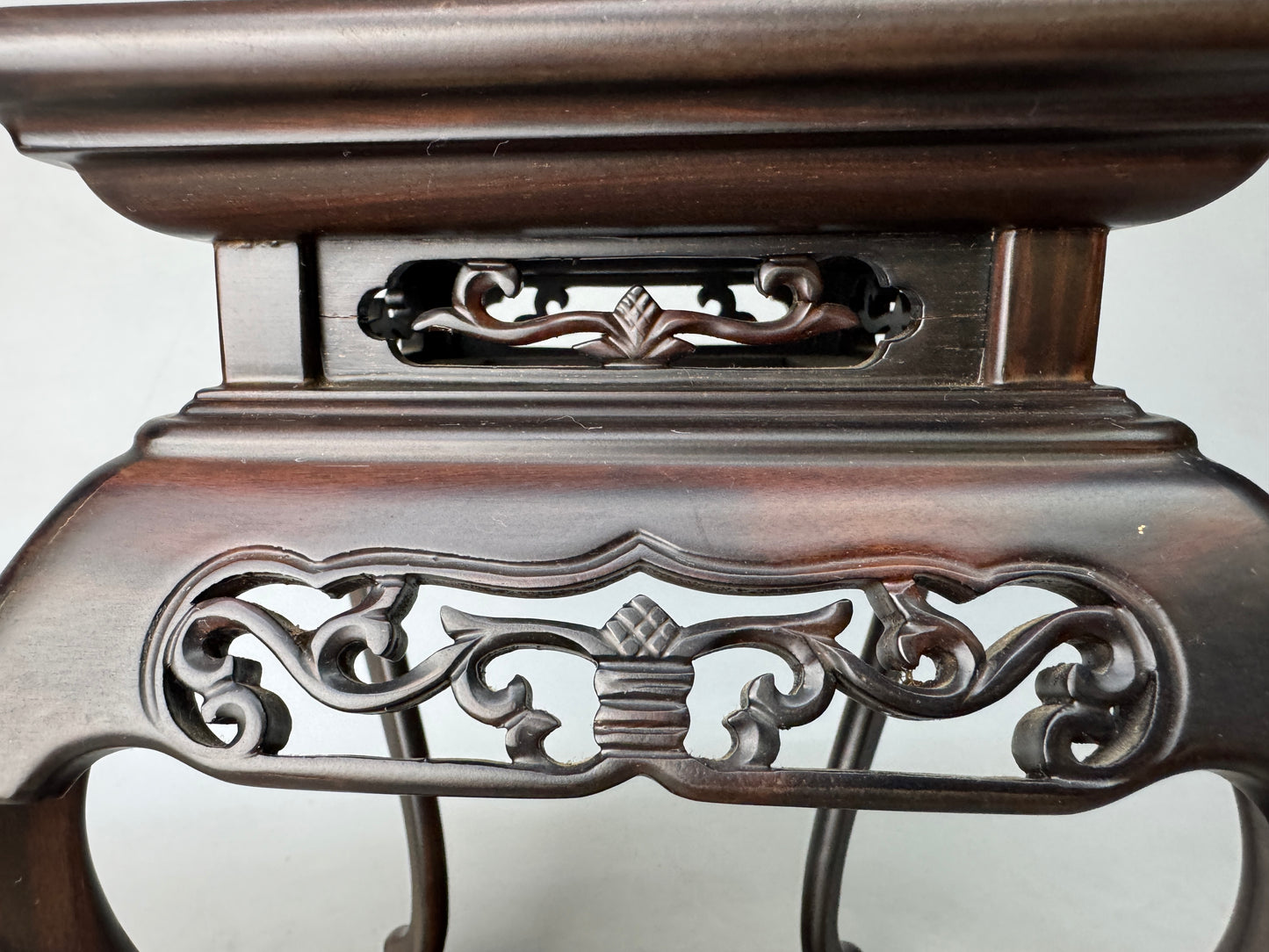 Y8875 FLOWER STAND Striped ebony wood openwork Japan antique ikebana interior