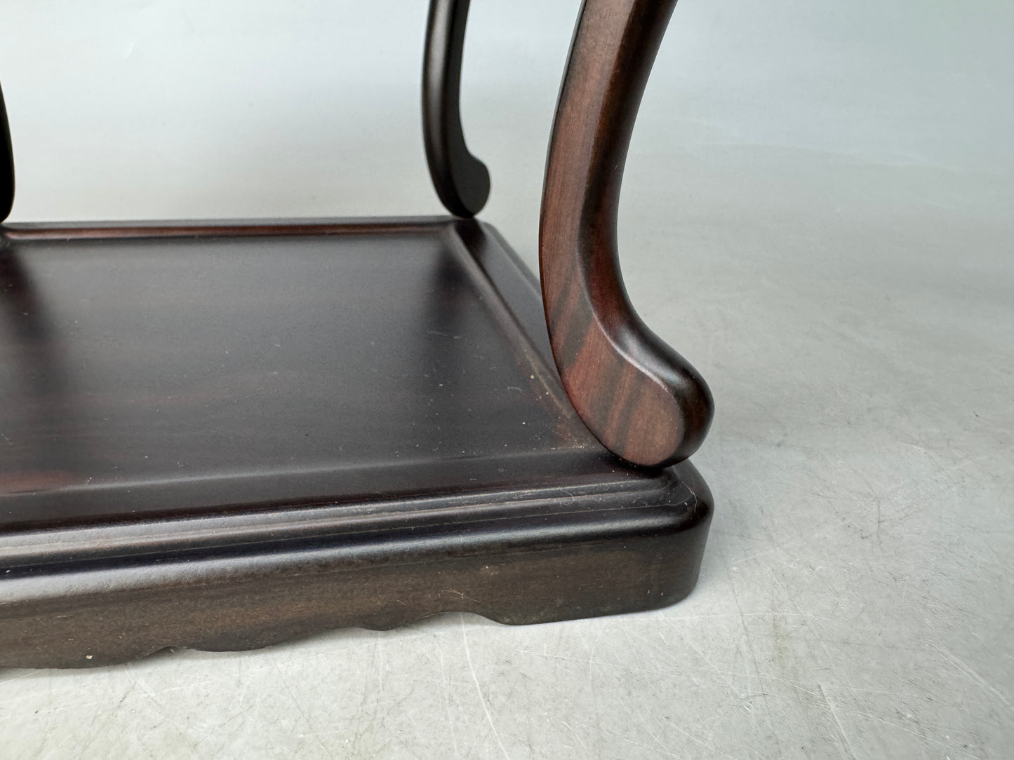 Y8875 FLOWER STAND Striped ebony wood openwork Japan antique ikebana interior