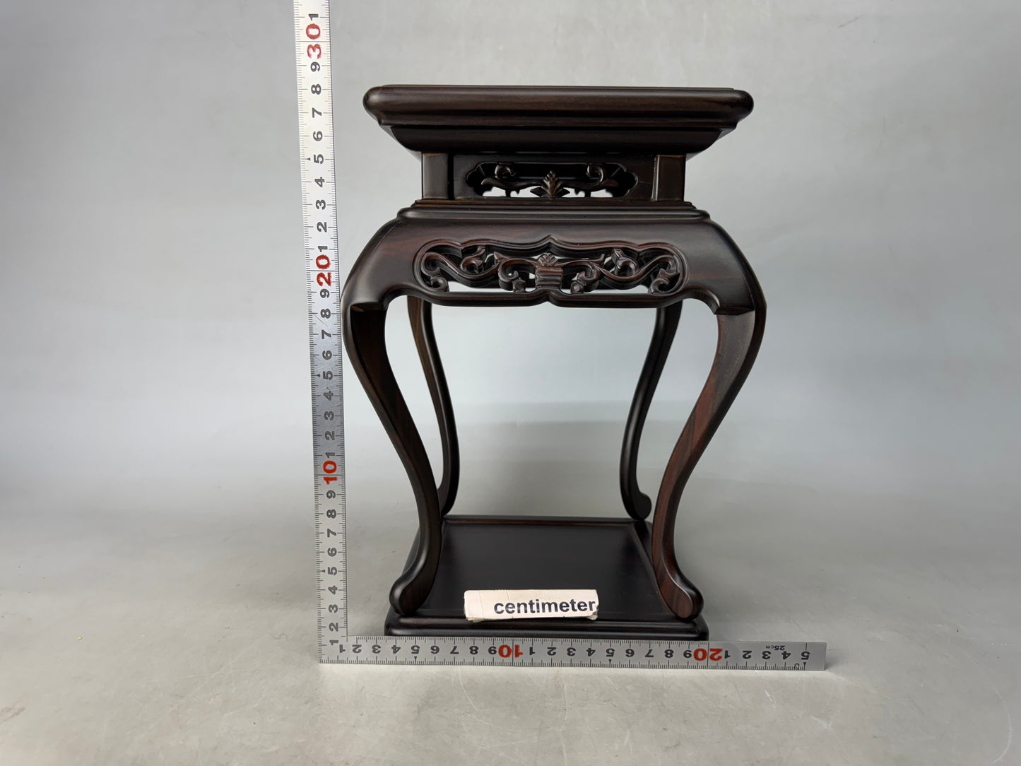 Y8875 FLOWER STAND Striped ebony wood openwork Japan antique ikebana interior