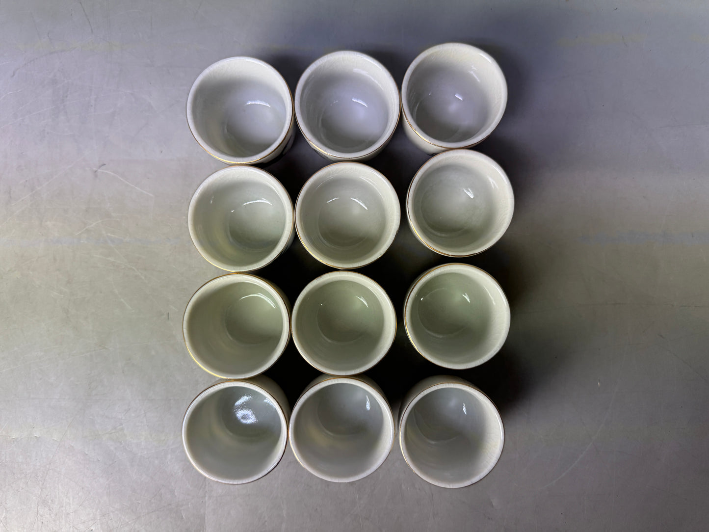 Y8880 CHAWAN Kutani-ware 12 Sake cup set zodiac signs signed box Japan antique