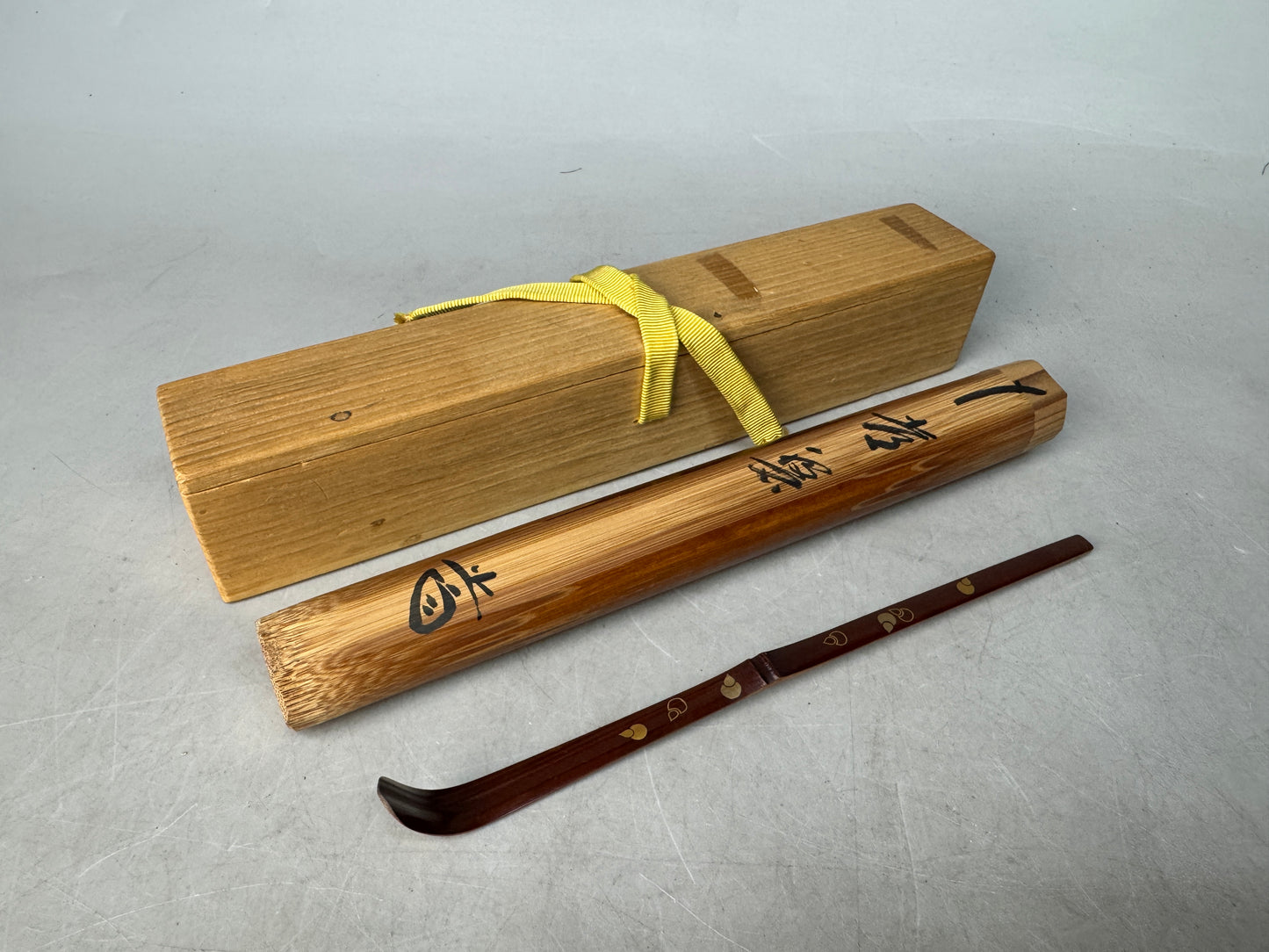 Y8885 CHASHAKU Maikie Bamboo scoop spoon box Japan Tea Ceremony utensils antique
