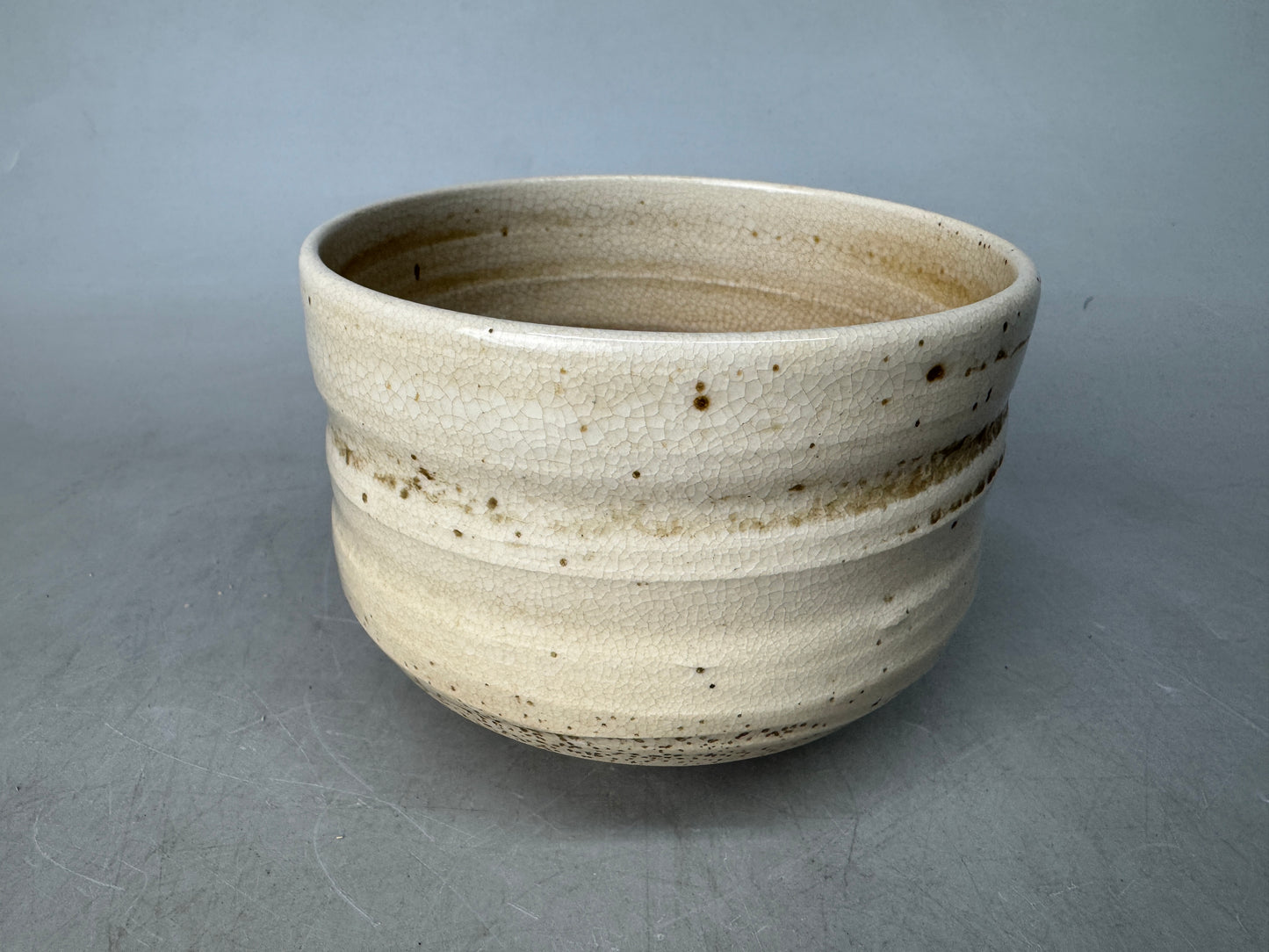 Y8886 CHAWAN Mino-ware painted bowl signed Japan antique tea ceremony pottery