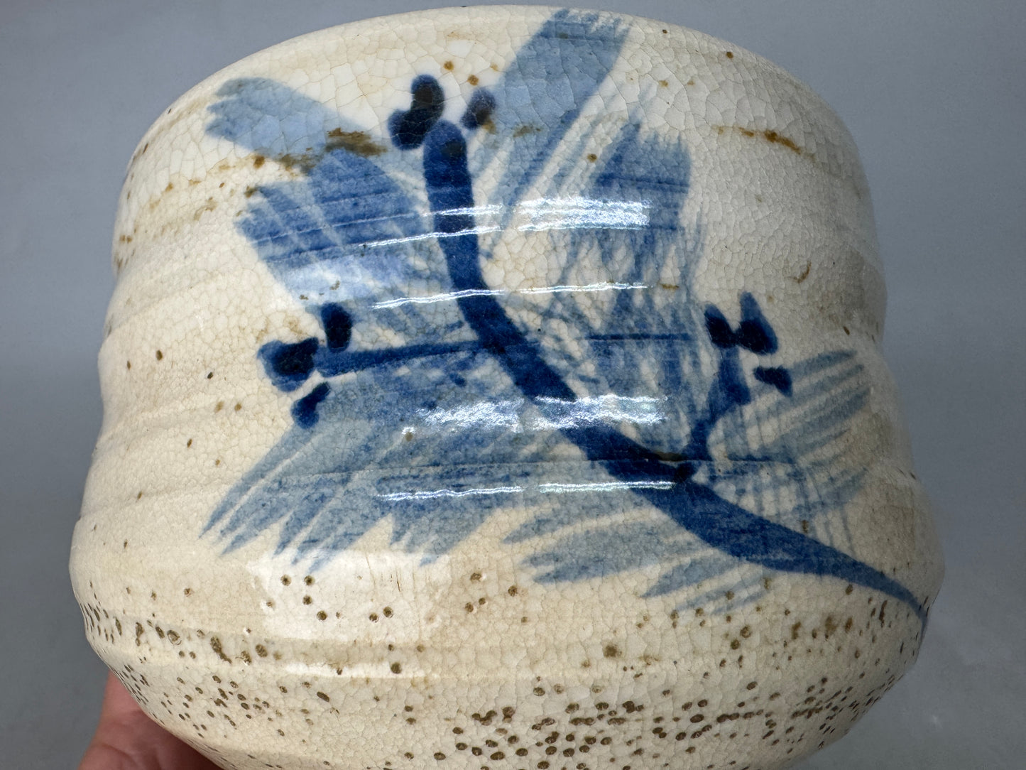 Y8886 CHAWAN Mino-ware painted bowl signed Japan antique tea ceremony pottery