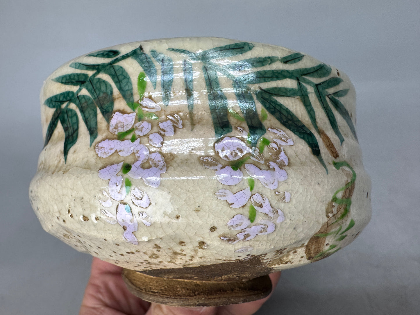 Y8893 CHAWAN Mino-ware painted bowl signed Japan antique tea ceremony pottery