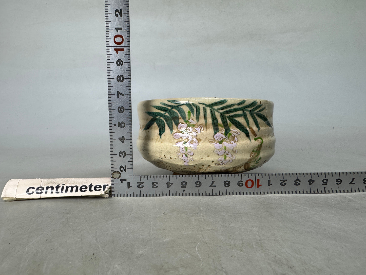 Y8893 CHAWAN Mino-ware painted bowl signed Japan antique tea ceremony pottery