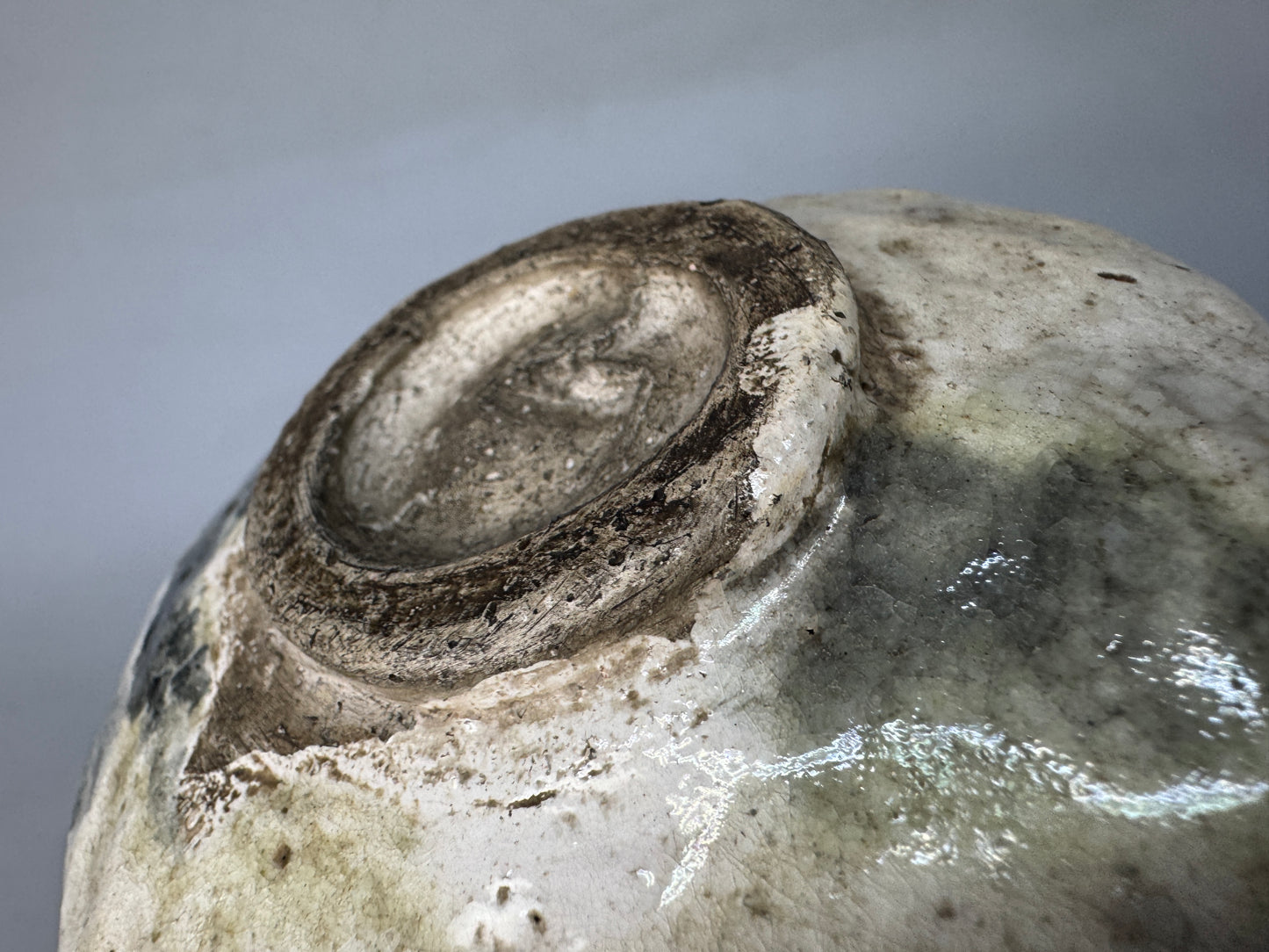 Y8894 CHAWAN Raku-ware white bowl signd Japan antique tea ceremony cup pottery