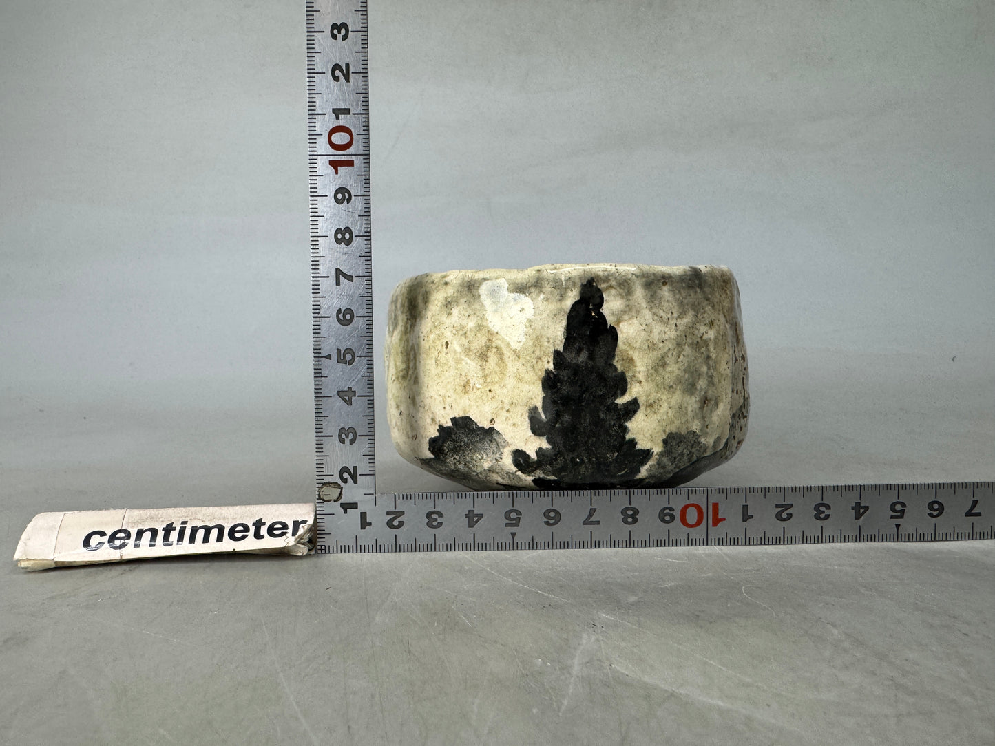 Y8894 CHAWAN Raku-ware white bowl signd Japan antique tea ceremony cup pottery