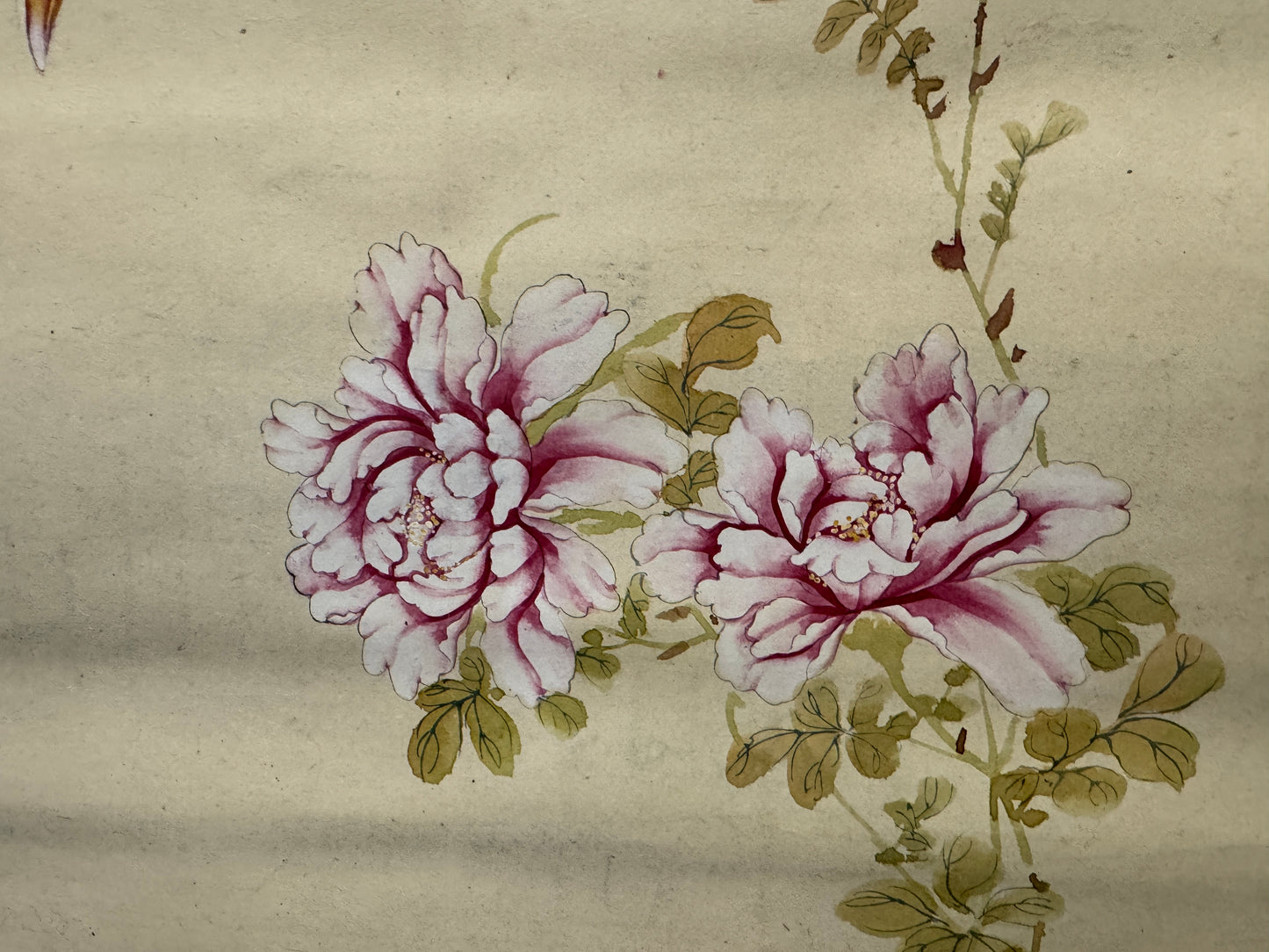 Y8897 KAKEJIKU Flower Bird no signature Japan antique hanging scroll interior