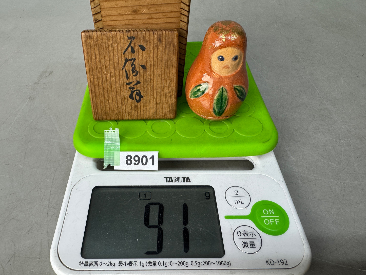 Y8901 BOX Raku-ware Daruma signed box kintsugi Japan antique incense case aroma