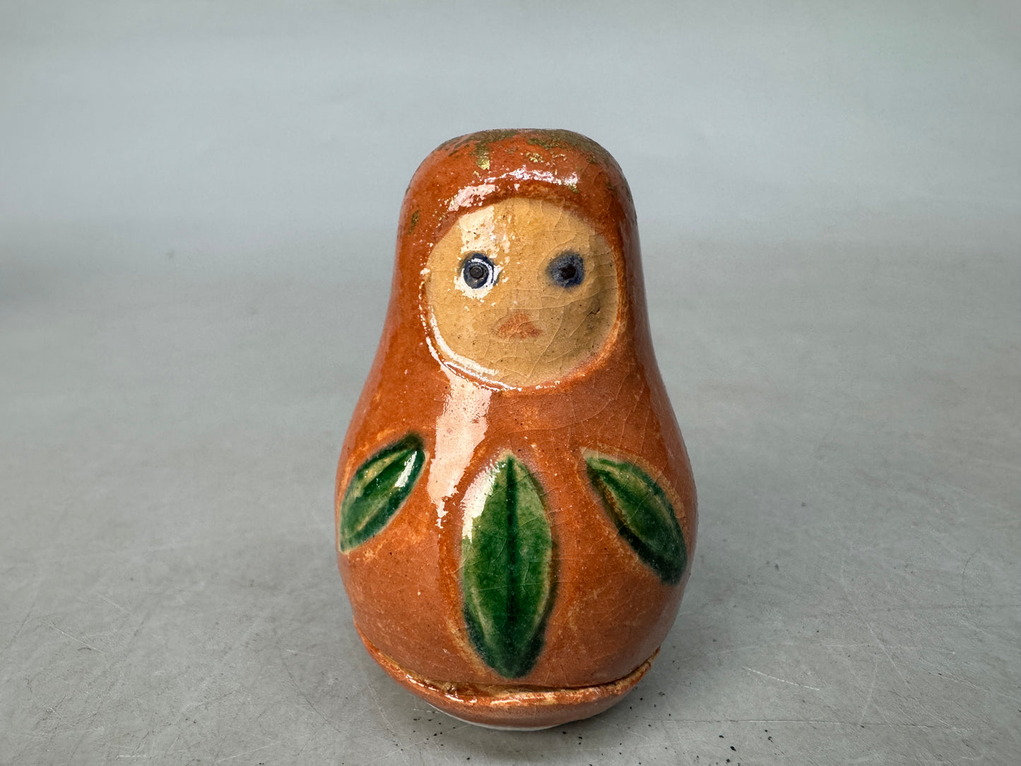 Y8901 BOX Raku-ware Daruma signed box kintsugi Japan antique incense case aroma