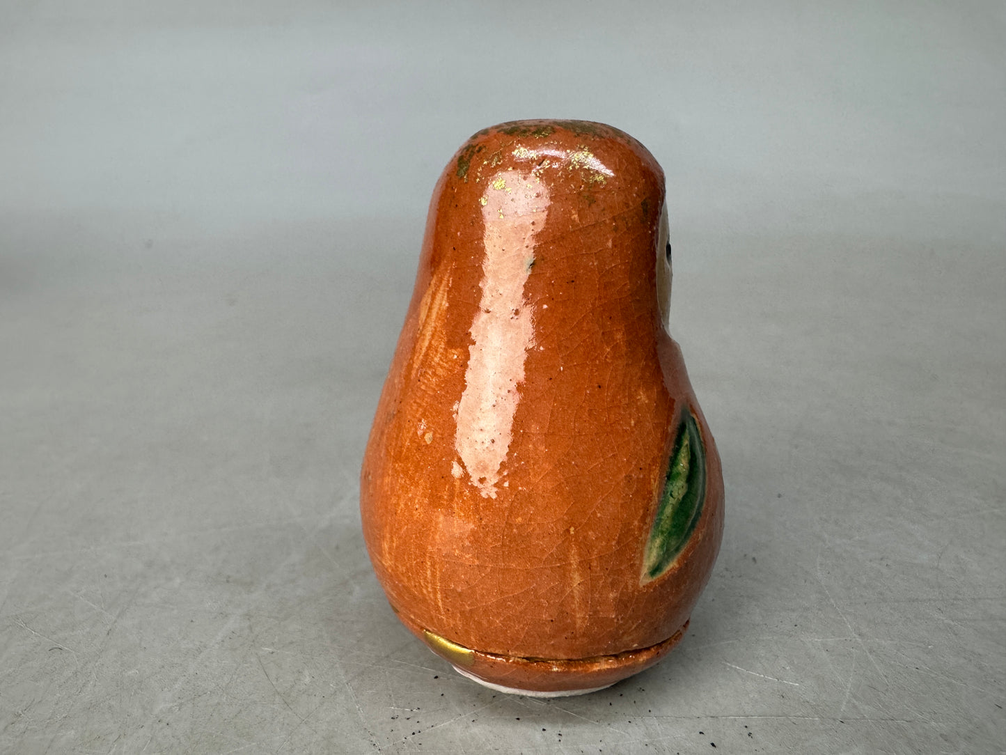 Y8901 BOX Raku-ware Daruma signed box kintsugi Japan antique incense case aroma
