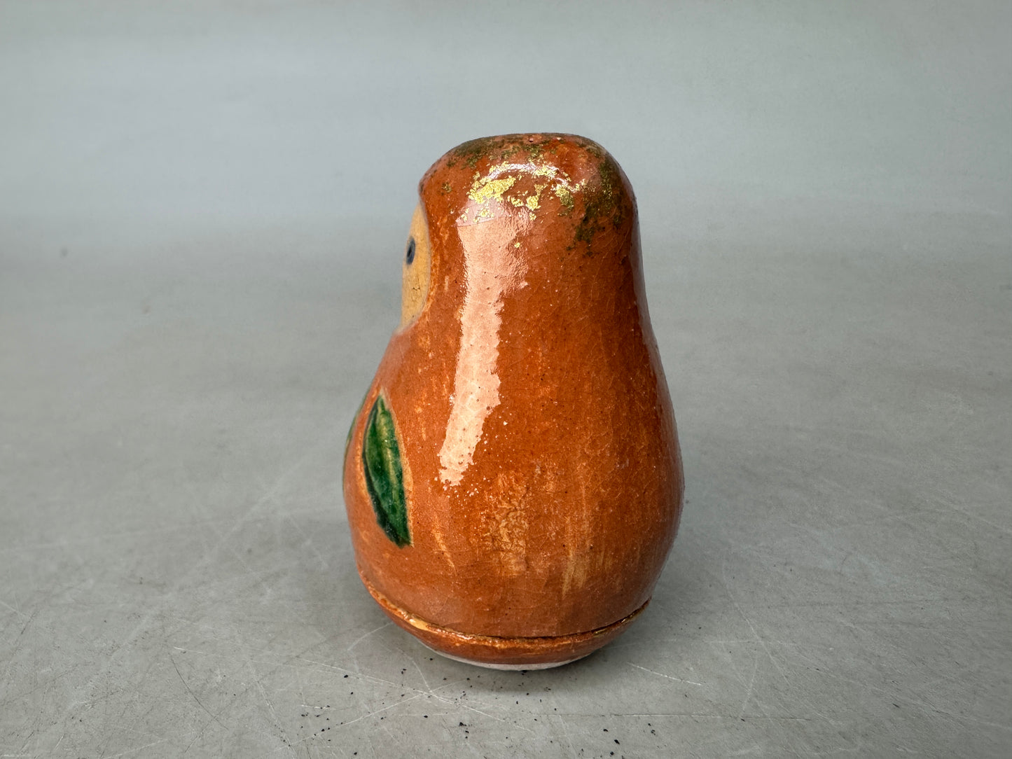 Y8901 BOX Raku-ware Daruma signed box kintsugi Japan antique incense case aroma
